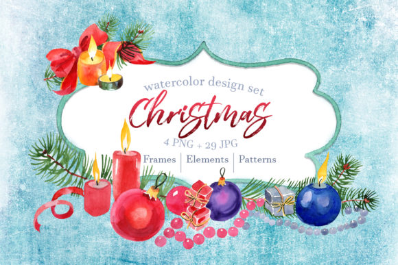A Set of New Year's Candles Set and Illustrations