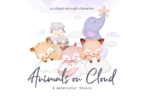Animals on Cloud Embroidery Design
