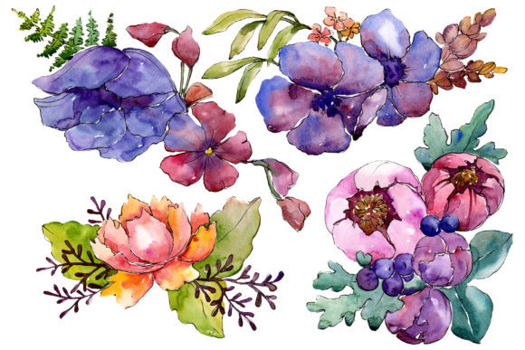 Aquarelle Bouquet Set for Illustrations