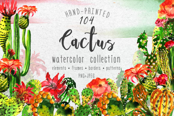 Aquarelle Green Cactus Set