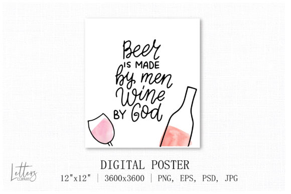 Beer is Made by Men, Wine by God Quote Illustrations