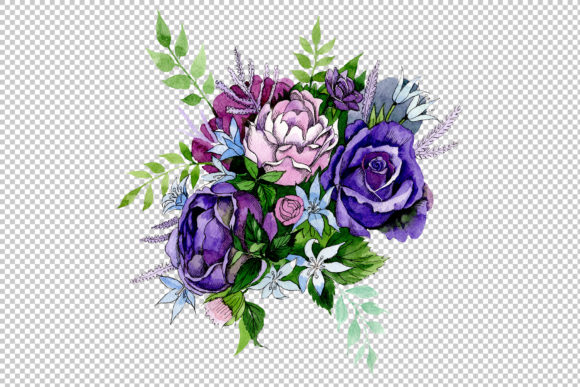 Bouquet of Pink and Purple Roses: A Versatile Illustration for Branding
