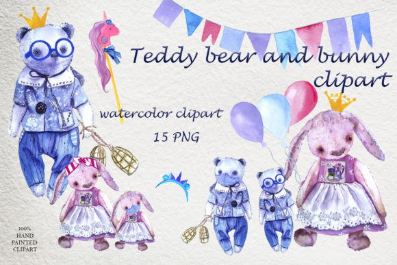 Clipart Pink Rabbit and Blue Bear: A Versatile Embroidery Design for Real Projects