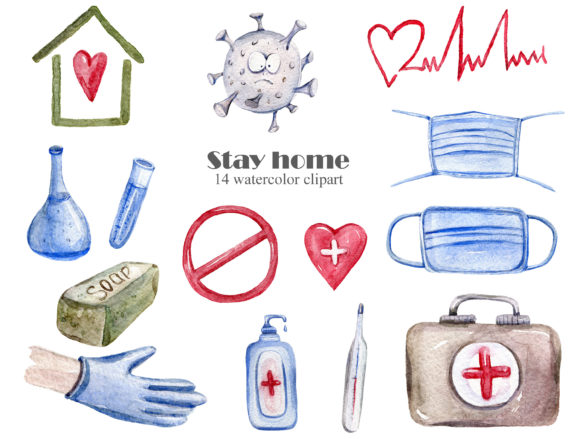 Coronavirus Clipart. Quarantine Digital Illustrations