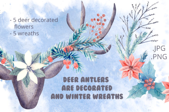 Deer Antlers Are Decorated and Wr Illustrations