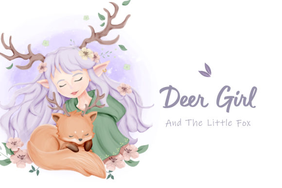 Deer Girl and the Little Fox Illustrations