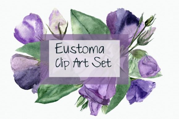 Eustoma Clip Art Set Wreath Illustrations