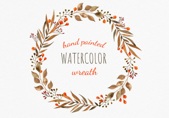Fall Foliage Wreath Clipart & Illustrations