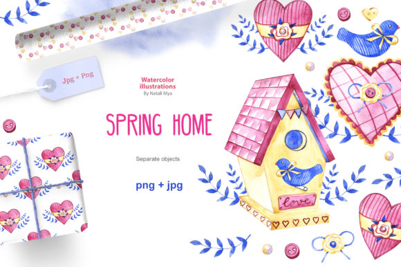 Family Birdhouse Clipart and Illustrations