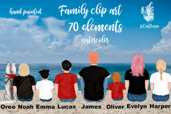 Family Cliart, People Sitting, Siblings: A Versatile Illustration for Handmade Creations