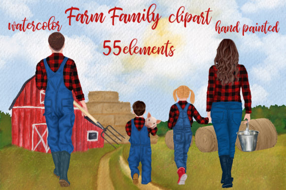 Farm Family Clipart Farm House Illustrations