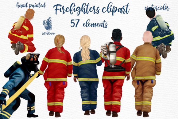 Firefighters Clipart and Illustrations