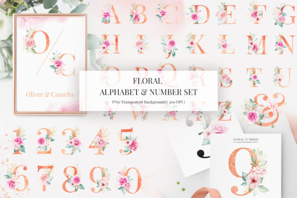 Floral Alphabet Number Clipart Bundle: A Versatile Illustration Set for Creative Sellers