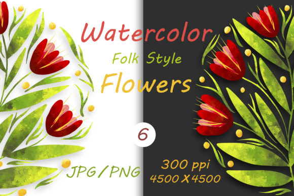 Flowers in Folk Style and Hand Drawn 06: A Versatile Illustration for Creative Branding