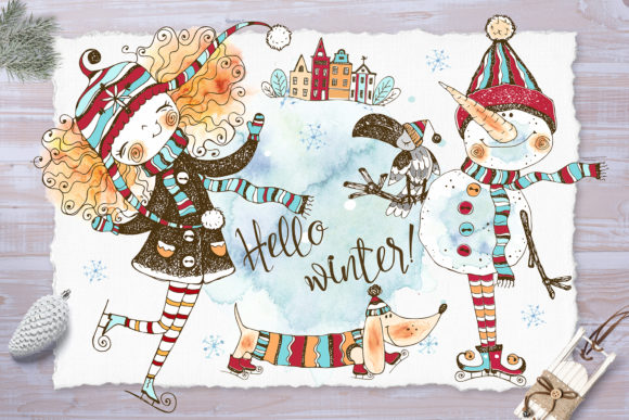 Hello Winter. Watercolors and Illustrations