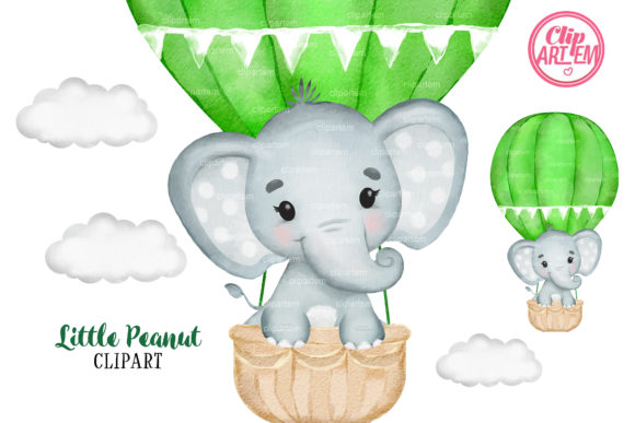 Lime Green Elephant Boy Hot Air Balloon Illustration Review for Small Business Branding