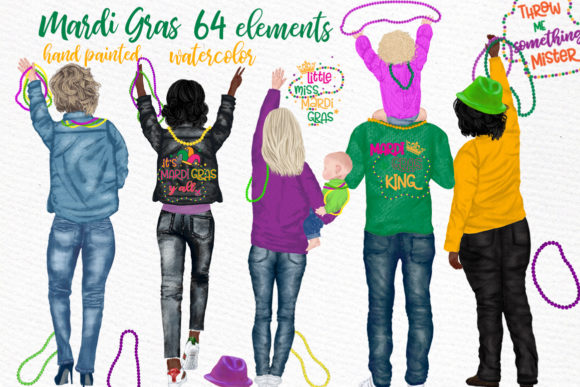 Mardi Gras Clipart, Family Clipart for Real Embroidery Projects