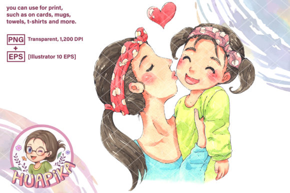 Mom Kissed Her Daughter s Cheeks Illustrations