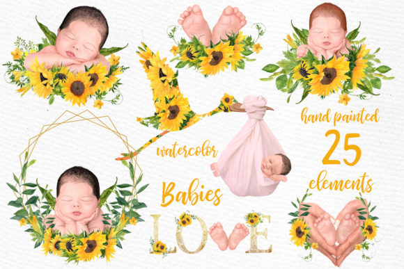 Newborn Clipart Cute Babies Infant Illustrations