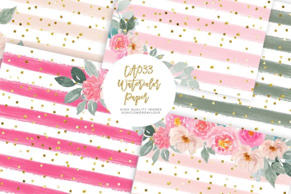 Pink Floral Digital Paper Pack, Clipart