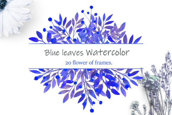 Romantic Frames with Blue Leaves: A Versatile Illustration for Creative Projects
