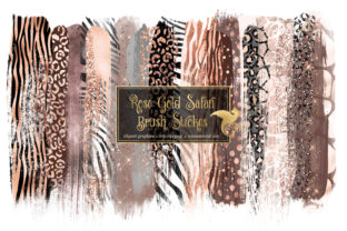 Rose Gold Safari Brush Strokes Illustrations