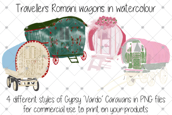 Travellers, Romani, Wagons, Clipart, Illustrations