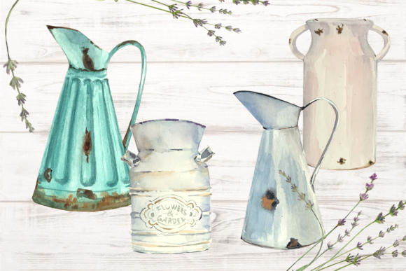 Vintage Lavender Clip Art Set and Illustrations